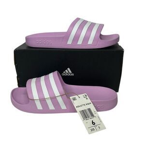 Adidas adilette aqua Slides 6 Lavender and White